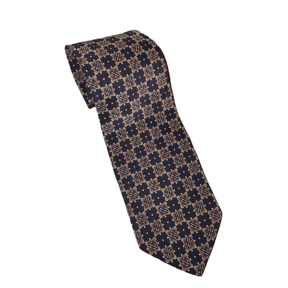 Giorgio Armani Silk Tie Brown Blue Geometric One Size